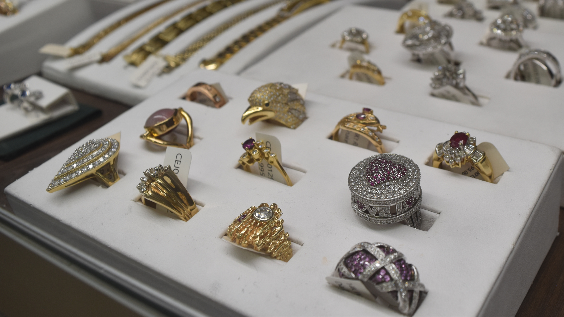 Variety of diamond and gemstone rings