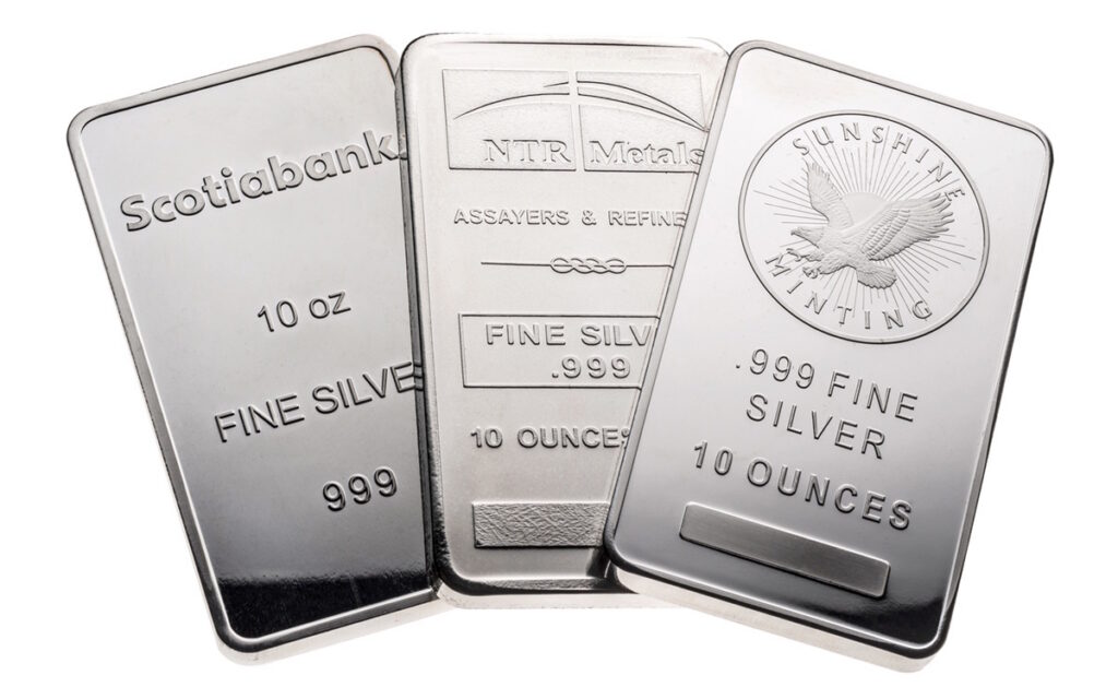 Sélection de barres d’argent de 10 oz